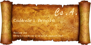 Csákvári Arnold névjegykártya