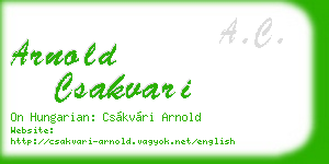 arnold csakvari business card